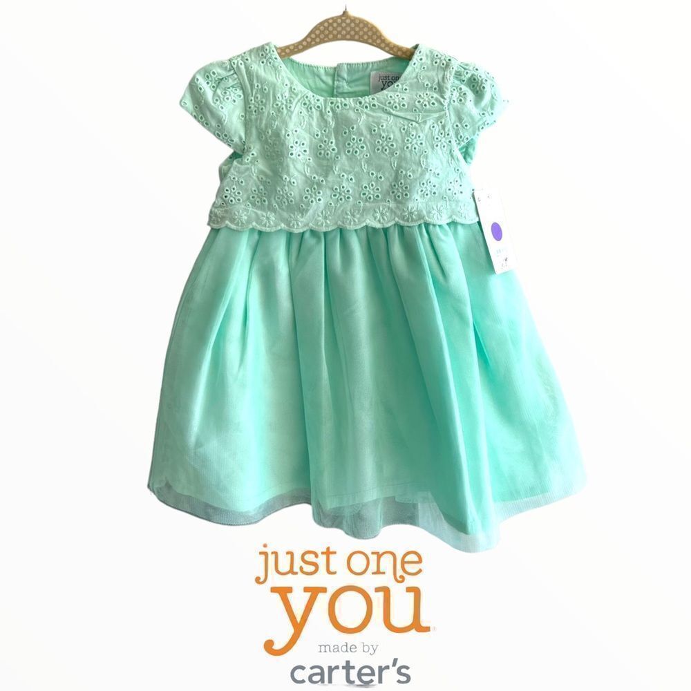 CARTER’S Just One You | Mint Green | EYELET TULLE OVERLAY DRESS